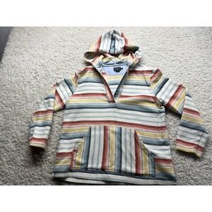 Pendleton Hooded V-neck Serape Stripe Popover Unisex Size L EUC